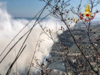 Incendio boschivo vicino alla costa picena