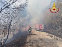 Incendio a Porto d’Ascoli, pompieri in azione