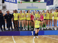 Premiazioni durante Trofeo dei Territori Marche - U14F e U15M Pallavolo presso Palasport Orsini Camerino IT, 25 aprile 2023.  [ID: 20230425Ancona_femminile_1°] Foto: Oreste Testa per Federazione Italiana Pallavolo